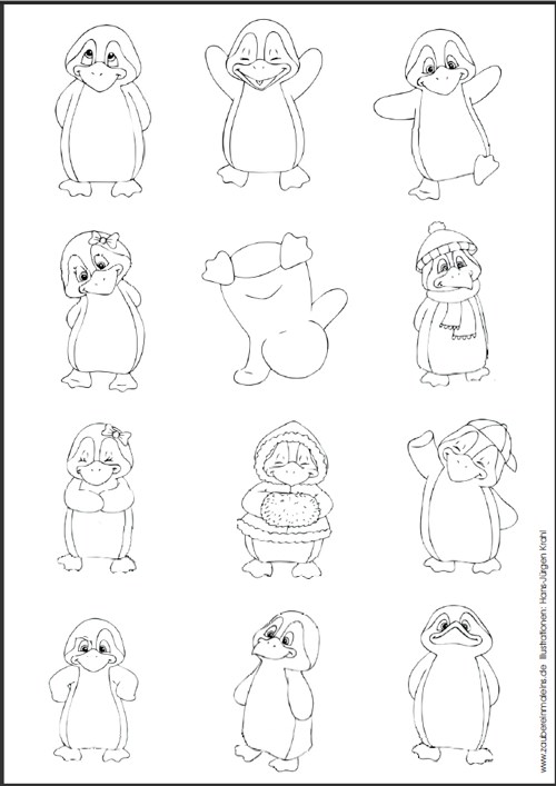 pinguinausschneidebogenstempelvorlagen